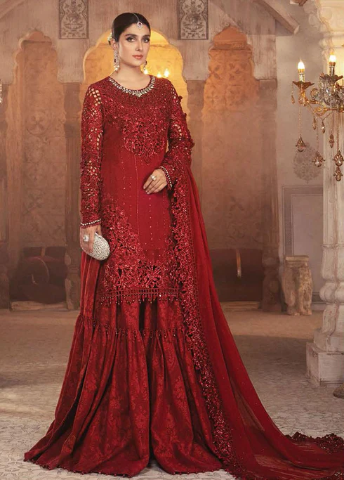 red gharara dress