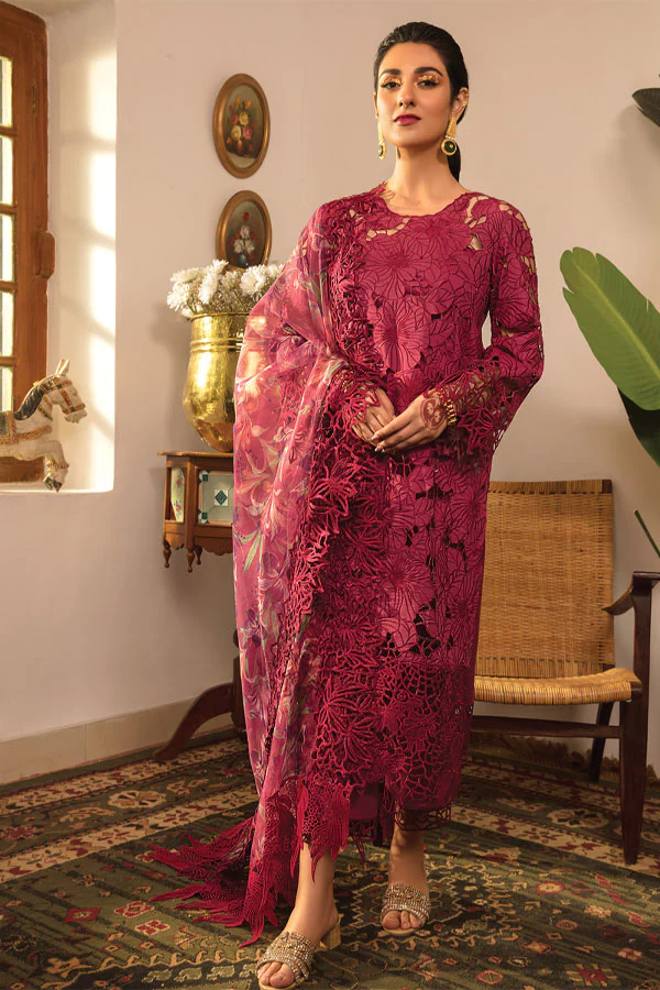 Lawn 2024 eid collection red colour