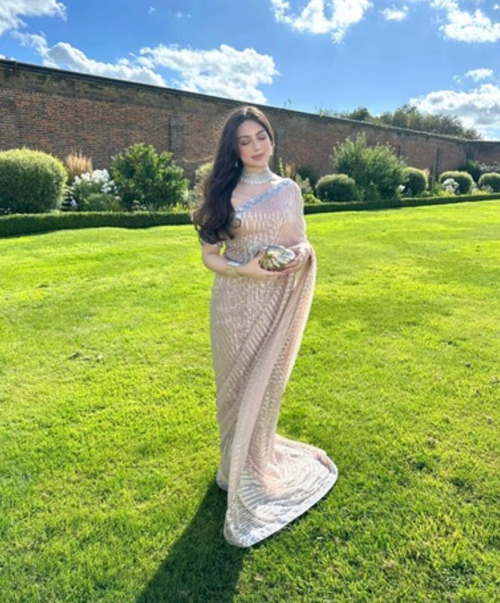 Peach saree for wedding